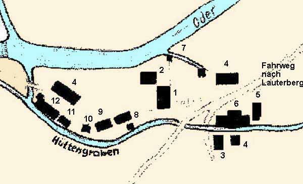 Übersichtsplan der Königshütte um 1740